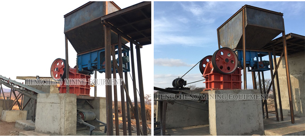 Feeding large rocks into primary jaw crusher by chute feeder