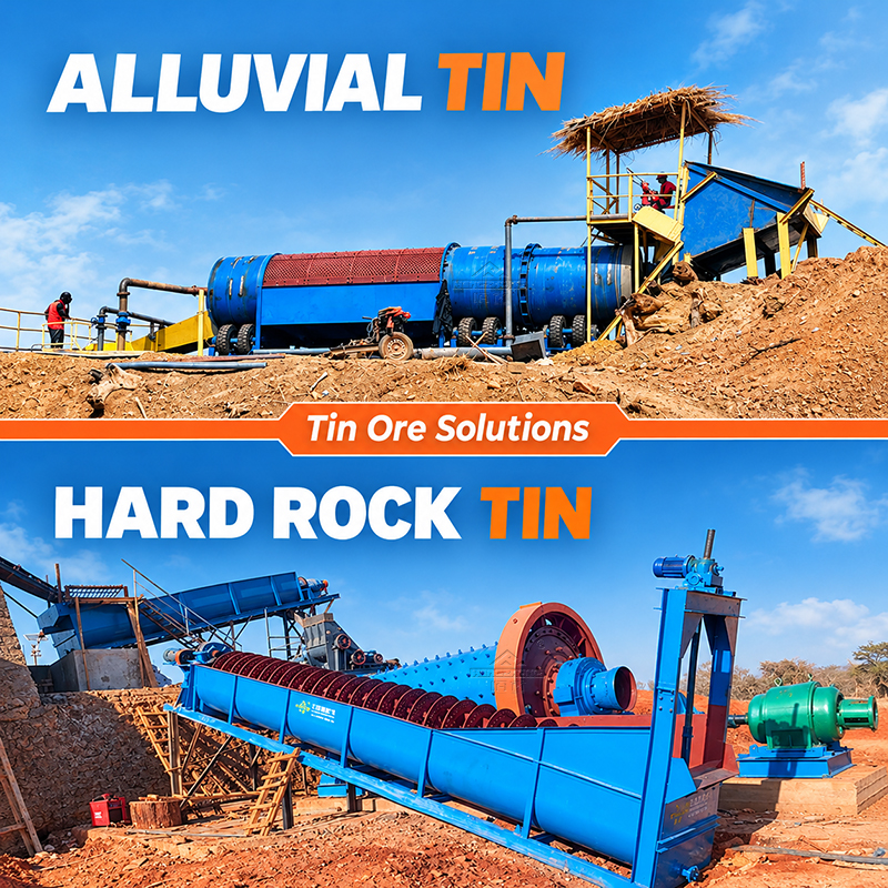 Tin ore processing plant solutions for alluvial and hard rock tin mining