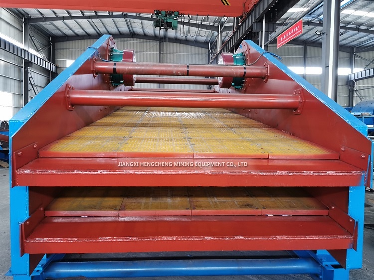 Linear vibrating screen machine for mining and mineral processing